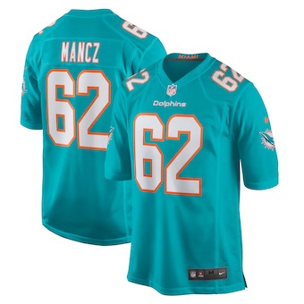 mens nike greg mancz aqua miami dolphins game jersey